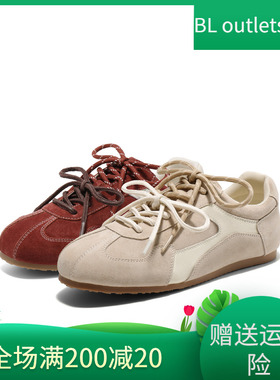 百丽/Belle女鞋子复古红色德训鞋25春季运动休闲小白板鞋B2472AM5