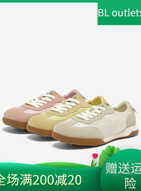 百思图2025秋季新款时尚复古真皮芭蕾德训鞋女运动休闲鞋CN313CM5