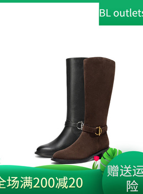 森达骑士靴女2025冬季新款气质显瘦粗跟高筒大筒围长筒靴ZTI73DG5