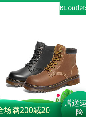百丽厚底马丁靴女靴子24年冬季新款户外徒步工装短靴女BCX46DD4