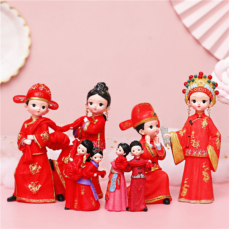 可爱百年好合婚庆宫廷小摆件古风娃娃创意中国风家居装饰结婚礼物