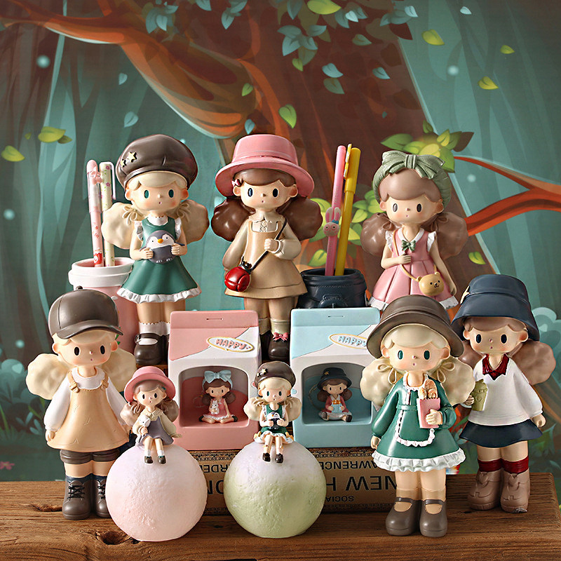 可爱奶茶妹妹小夜灯摆件少女心卡通公仔房间装饰品送女孩生日礼物