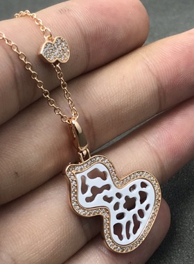 新品中国风时尚镂空白陶瓷葫芦项链葫芦项链吊坠毛衣链轻奢高级女