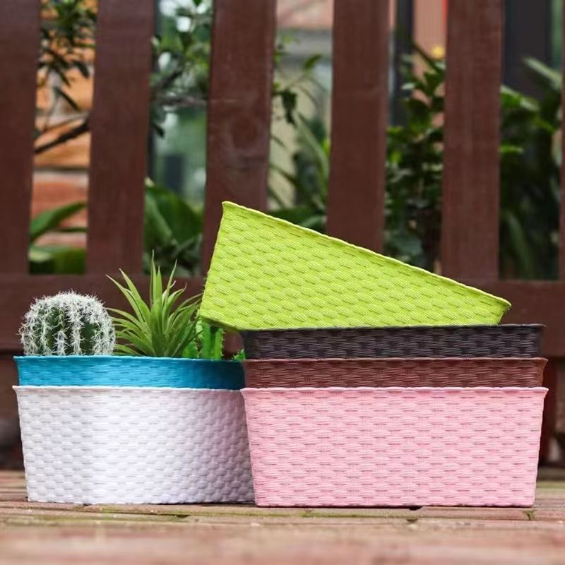 树脂阳台种菜盆蝴蝶兰花盆树脂家用种菜多肉长方形花槽仿藤编栅栏,鲜花速递/花卉仿真/绿植园艺,花盆,淘宝优惠券,粉丝福利购,淘宝优惠卷