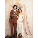 法式 一字肩缎面简约轻婚纱出门纱复古旅拍写真新娘结婚高级感礼服