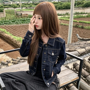 春秋新款美式复古解构质感牛仔外套廓形修身百搭显瘦夹克女款上衣
