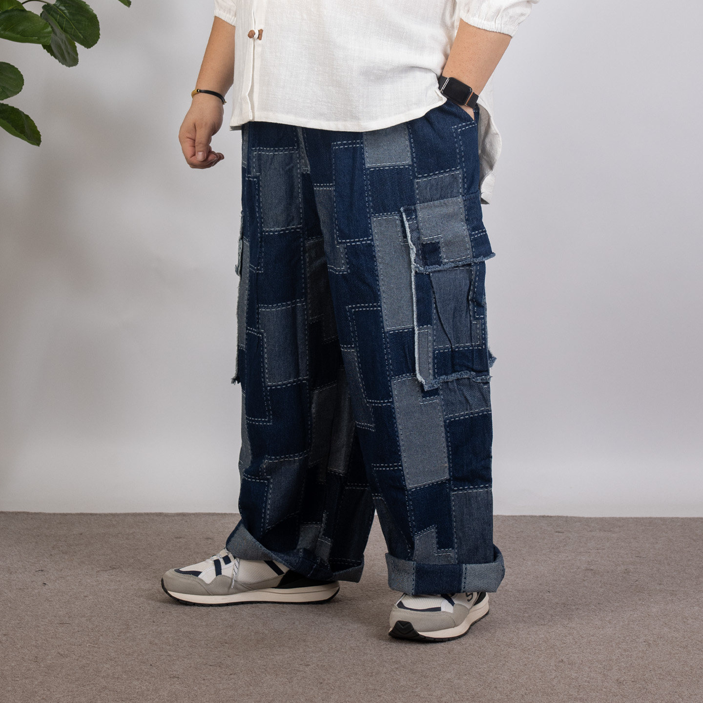 K叔复古工装裤男宽松大码休闲裤