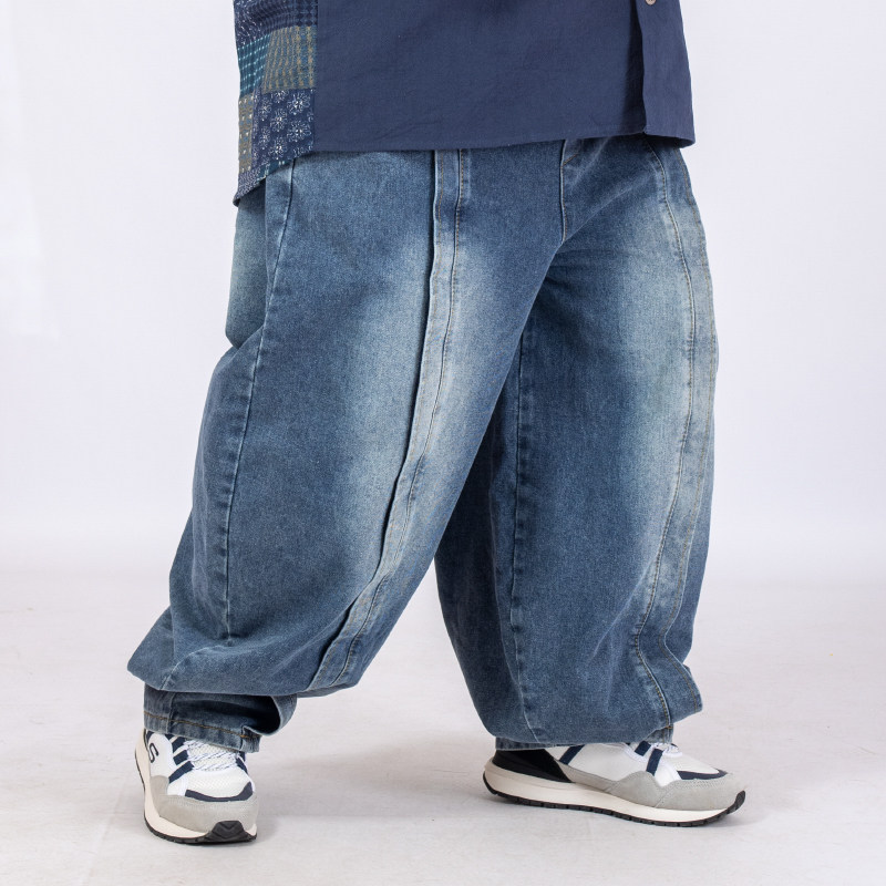 K叔嘻哈日系复古宽松牛仔裤