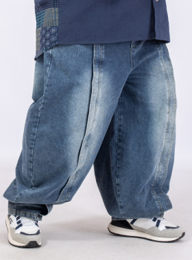 K叔春季新款日系宽松肥腿个性牛仔裤嘻哈百搭休闲日常帅气裤子男