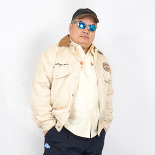 K叔 美式复古翻领夹克男春秋潮牌徽章刺绣休闲外套