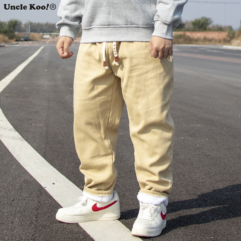 秋冬加绒大码保暖牛仔裤