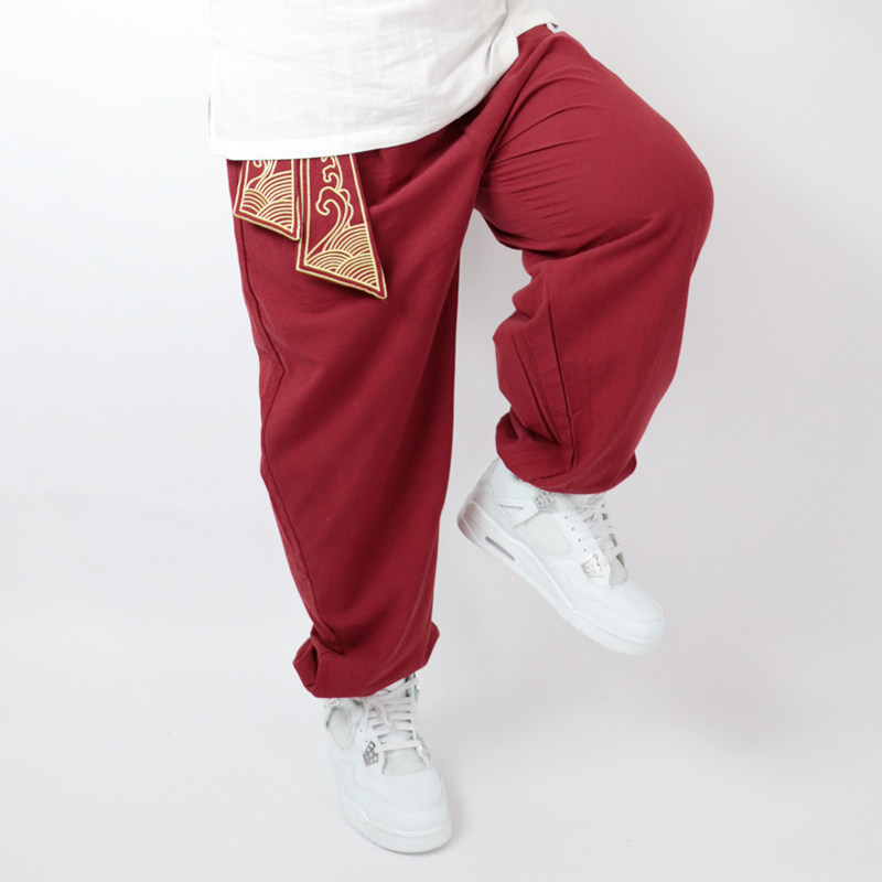 k叔男士中国风刺绣潮胖休闲哈伦