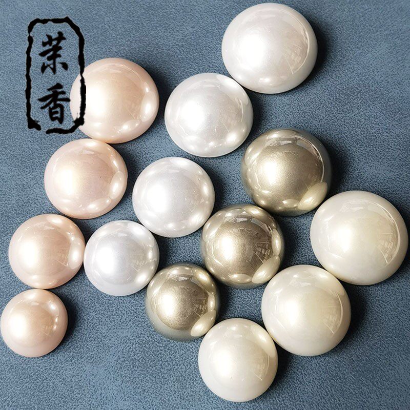 灰色仿珍珠半圆形发夹贴片手工发饰diy材料底夹珍珠仿贝手工配件