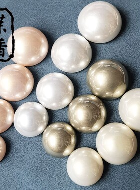 灰色仿珍珠半圆形发夹贴片手工发饰diy材料底夹珍珠仿贝手工配件