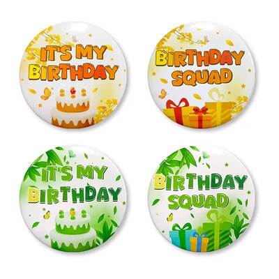 IT'S MY BIRTHDAY SQUAD 橙绿生日派对徽章胸章