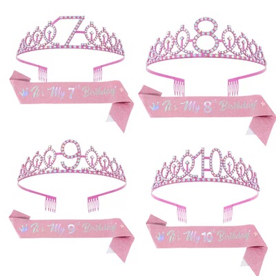 IT'S MY BIRTHDAY 女孩生日数字肩带礼仪带皇冠 HG038JD175