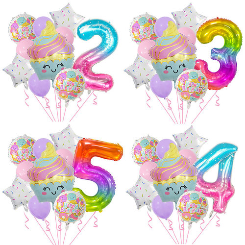 0-9数字气球套装 生日派对星星冰激凌杯 HAPPY BIRTHDAY PT-H036