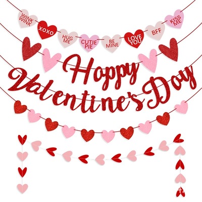 浪漫情人节闪闪纸质拉花