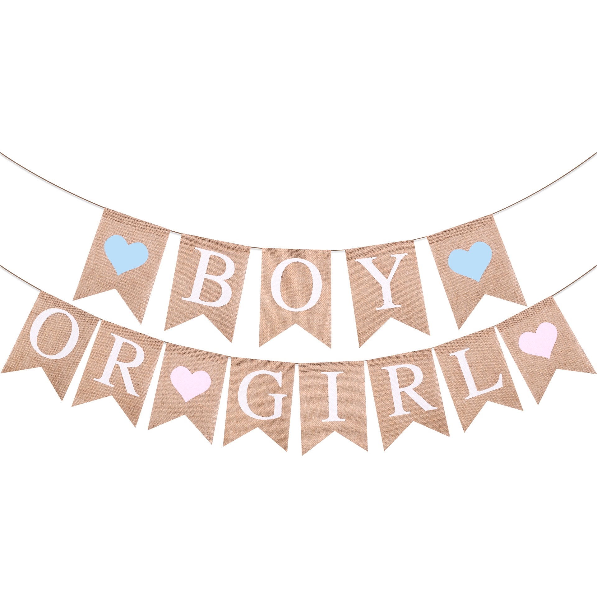 BOY OR GIRL 宝宝性别揭示迎婴派对麻布拉旗拉花 BABY SHOWER