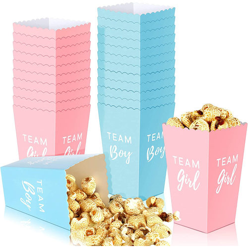 TEAM BOY GIRL 宝宝性别揭示迎婴派对爆米花纸盒 GENER REVEAL
