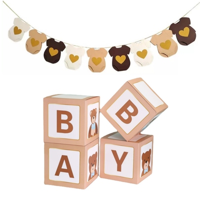 BOY OR GIRL 宝宝性别揭示迎婴派对小熊气球盒挂饰 BABY SHOWER