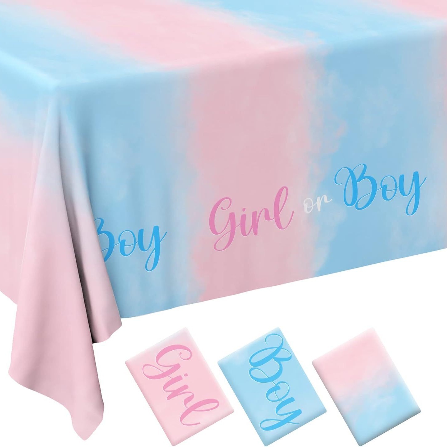 BOY OR GIRL 宝宝性别揭示迎婴派对一次性防水桌布 BABY SHOWER