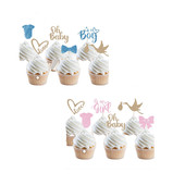 BOY SHOWER BABY GIRL 宝宝性别揭示迎婴派对闪闪蛋糕插牌