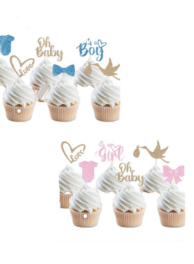 BOY GIRL 宝宝性别揭示迎婴派对闪闪蛋糕插牌 BABY SHOWER