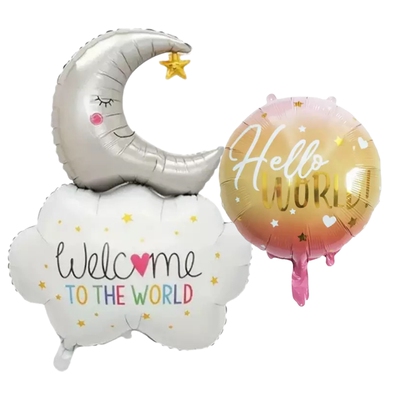 HELLO WORLD 宝宝性别揭示迎婴派对气球 BABY SHOWER