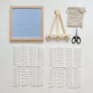 浅蓝色字母留言板毛毡木制相框+配件套装 25X25CM