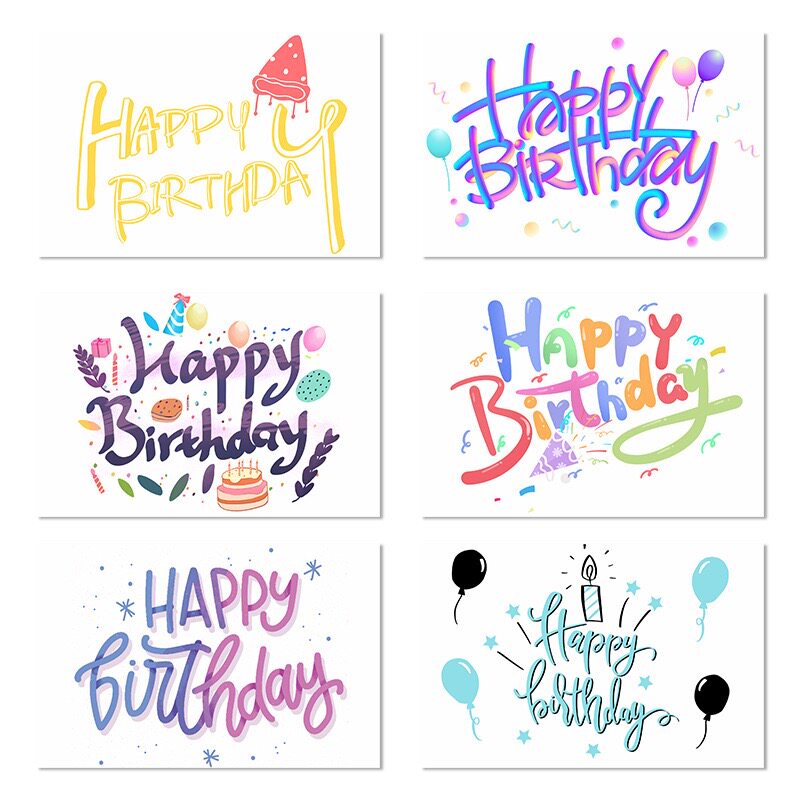 happy birthday生日小卡片小贺卡 信封 贴纸 复古萌b