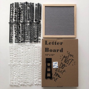 灰色字母留言板毛毡木制相框 25X25CM