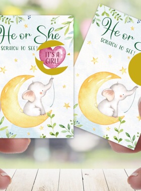 BOY OR GIRL 时尚宝宝性别揭示迎婴派对刮刮卡 BABY SHOWER