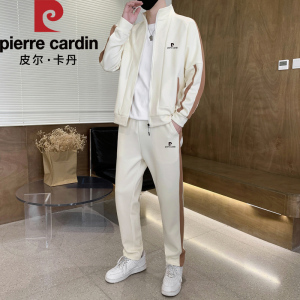 皮尔卡丹秋冬青年男士上衣开衫立领外套百搭休闲时尚运动两件套装