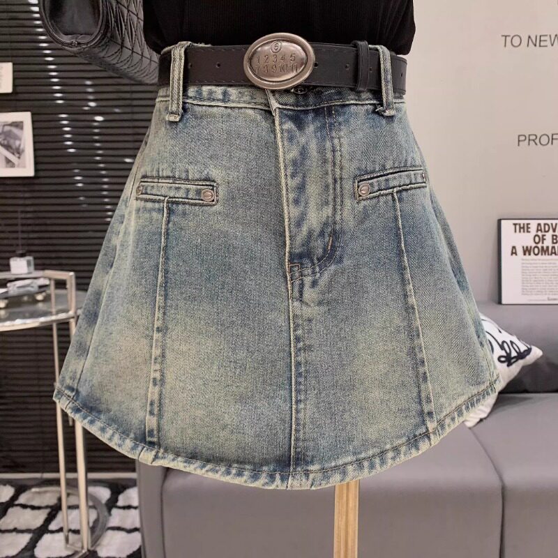 韩版美式高街复古2026夏季设计感高腰修身包臀显瘦直筒牛仔裤裙女