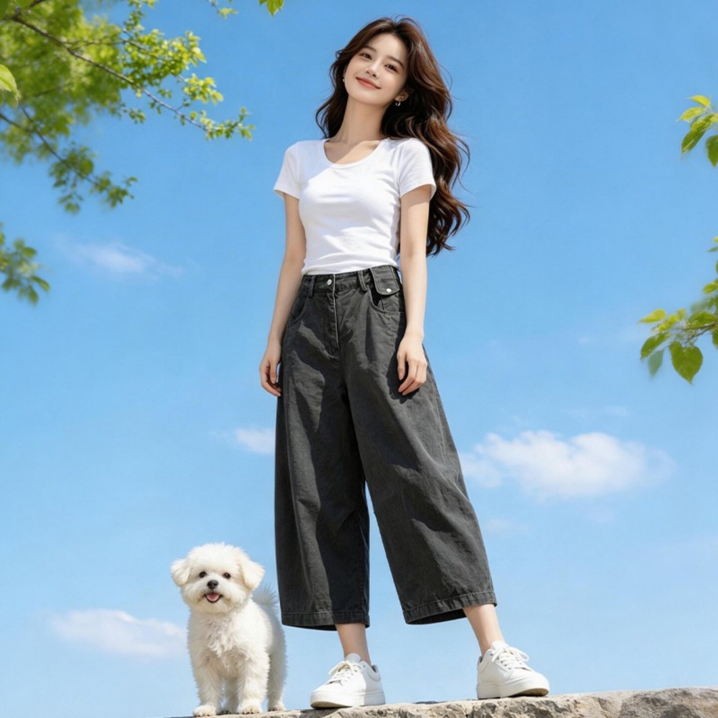 工装裤女2026新款时尚韩版八分梧桐裤宽松弯刀休闲裤bf慵懒风裤子