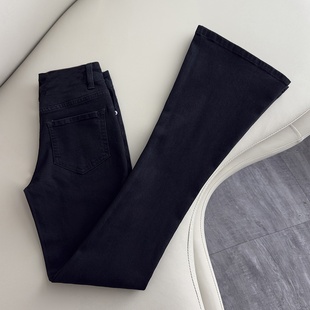 黑色微喇牛仔裤女2025秋季新款高腰修身显瘦弹力小个子喇叭裤子
