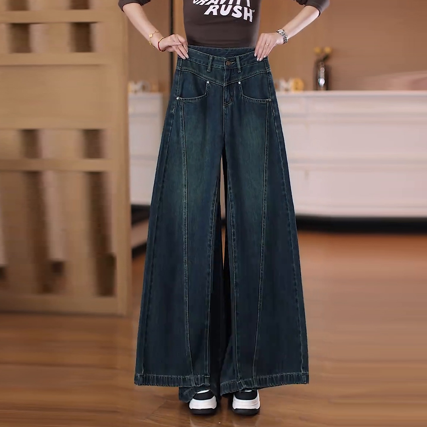 牛仔阔腿裤女2025年春秋季高腰显高显瘦百搭女时尚垂感洋气牛仔裤