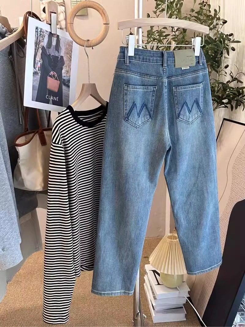 四面弹力法棍牛仔裤女春款大码梨形身材高腰显瘦直筒烟管九分裤子,女装/女士精品,牛仔裤,淘宝优惠券,粉丝福利购,淘宝优惠卷