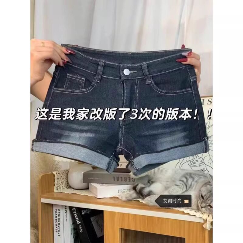 美式辣妹性感翻边牛仔短裤女夏季新款时尚百搭超短裤修身显瘦热裤