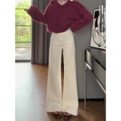 小个子高腰显瘦阔腿喇叭裤 2026新款 子 女秋季 不贴腿白色微喇牛仔裤