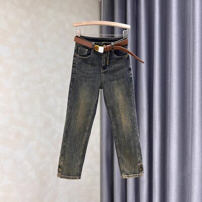 怀旧复古直筒牛仔裤女