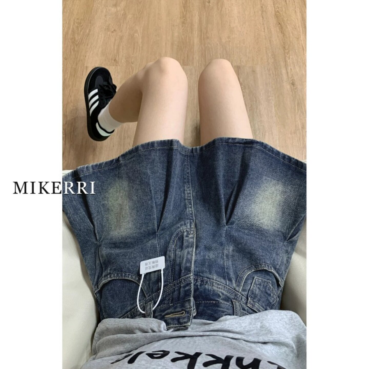 复古百褶牛仔短裙女高腰夏季大码胖mm遮肚显瘦梨型身材a字半身裙