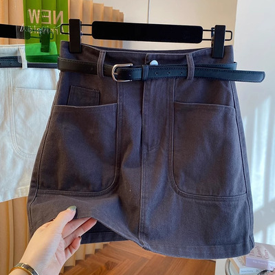 2025新款韩国韩版高级感深灰色牛仔短裙女夏高腰宽松a字版包臀裙