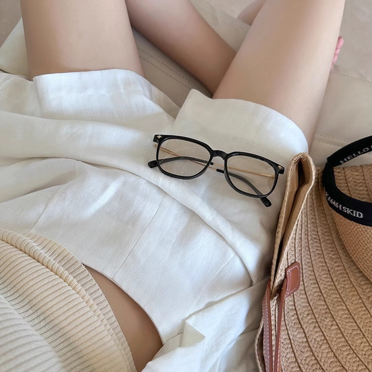白色棉麻短裤女2025新款夏薄款高腰显瘦小个子A字亚麻阔腿五分裤