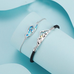 山盟海誓情侣手链一对学生纪念七夕情人节礼物送男女友闺蜜二人款