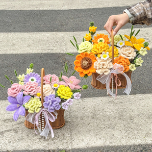 扭扭棒手提花篮diy手工向日葵花束花艺自制材料包创意礼物送朋友