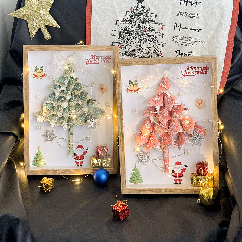 diy手工圣诞有钱树相框