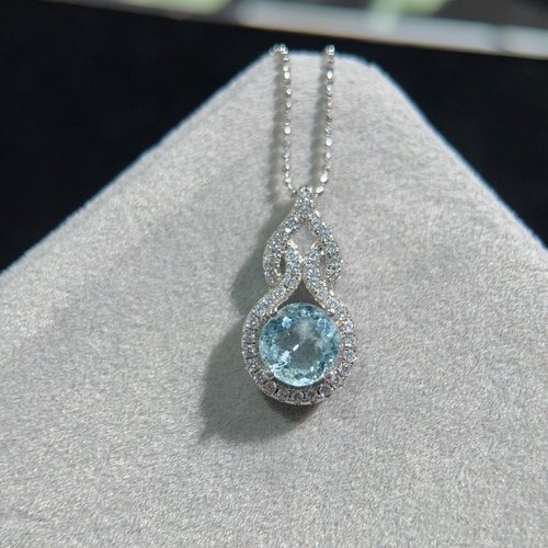 【中国地质大学】天然海蓝宝吊坠 水属性补水宝石s925银礼物圣诞