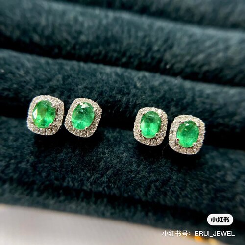 【中国地质大学】爆款哥伦比亚祖母绿4 x5 mm 925银镶